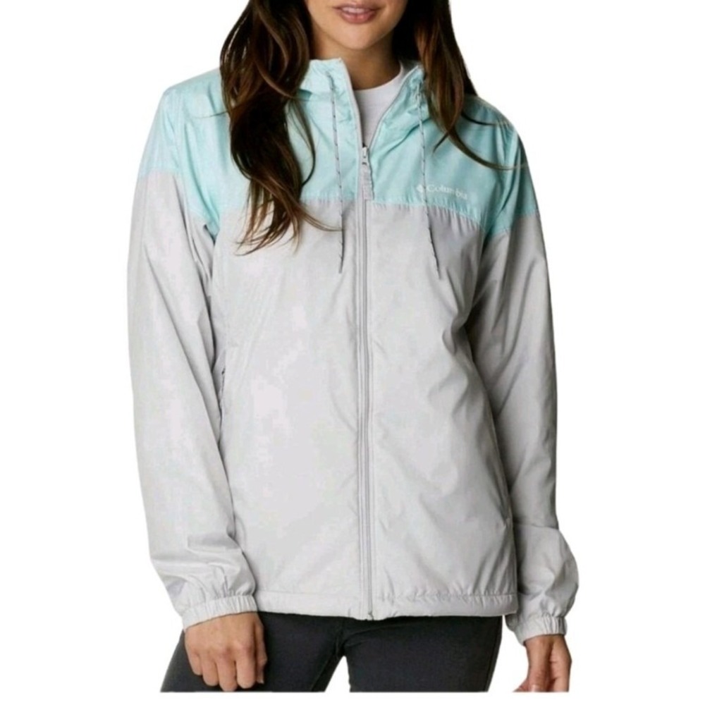Columbia Mint Green Gray Fleece Lined Flash Forward Windbreaker Jacket NWT $90